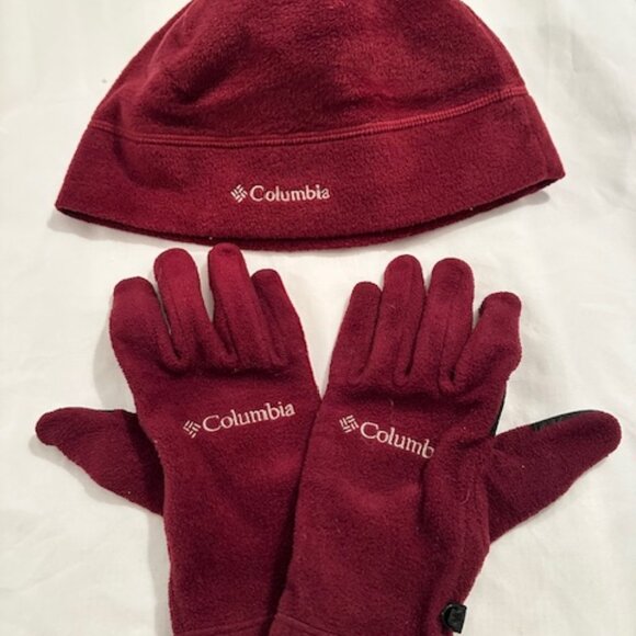 Columbia Beanie and Matching Gloves - Burgundy - Picture 1 of 11
